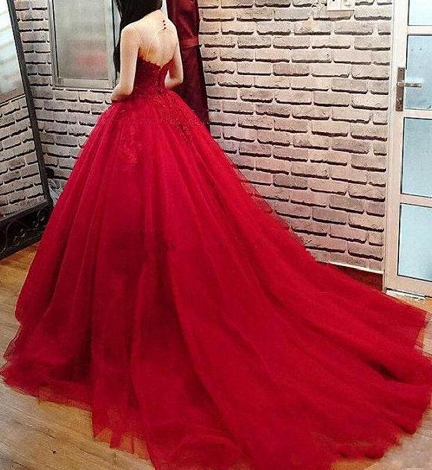 Nuevo elegante rojo quinceañera vestido joya encaje applqieu sheer back masquerade bola vestido dulce 17