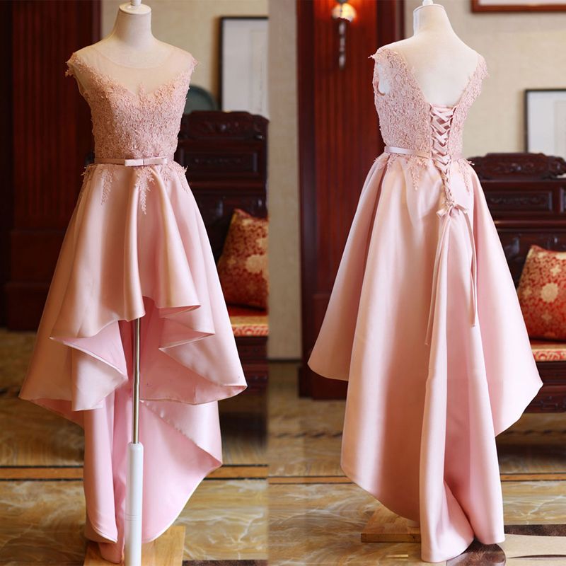 satin lace up formal dress