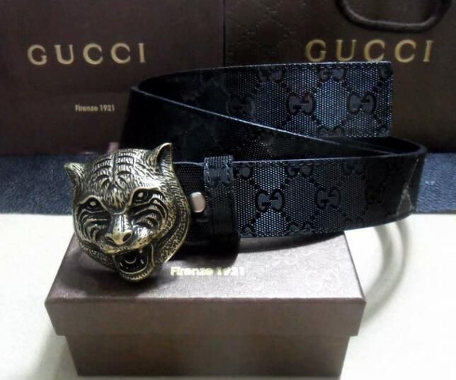 Leather belt with tiger head buckle Clearance