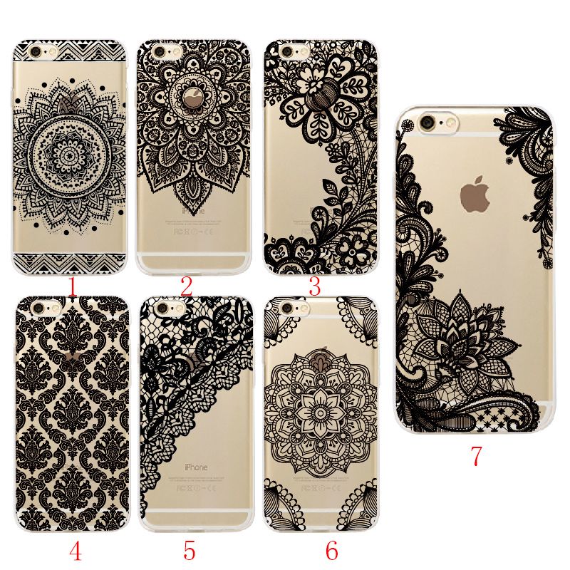 Flor de encaje de protección completa Mandala Vintage Case para iPhone 5 6 Plus 7