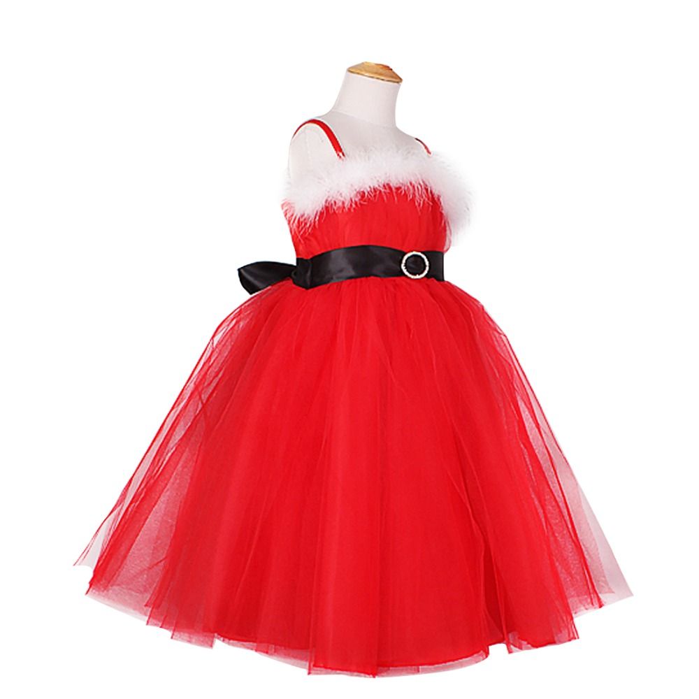 Vestidos de Navidad para niñas Vestido boda adornos de piel Bebé Niña Velo