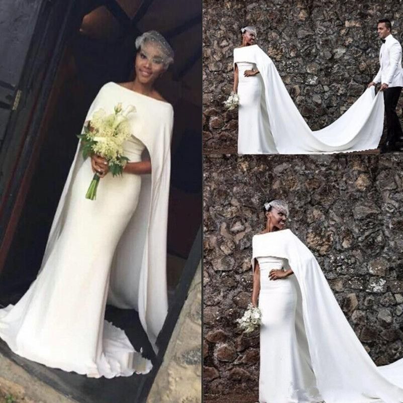 simple wedding dress with cape