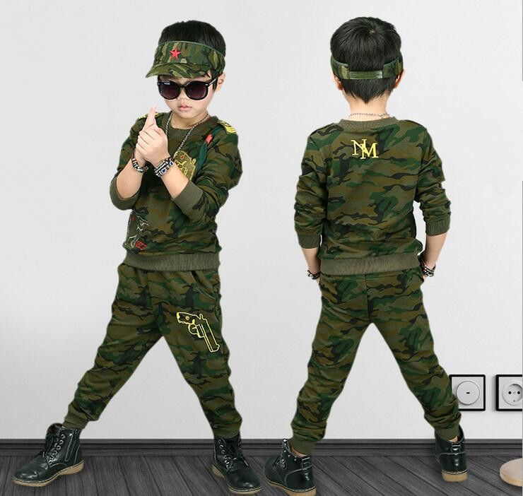 Nueva Primavera Niños Conjunto De Ropa De Camuflaje Para Niños Manga Larga Uniforme Militar 2 Unids Niños Empalmado Deporte Chándal De 19,39 € | DHgate