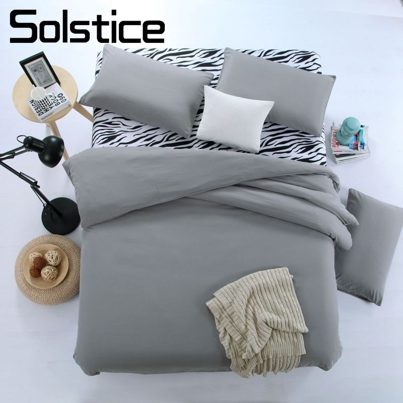 Solstice Home Textile Zebra Stripe Solid Gray Bedding Set Kid