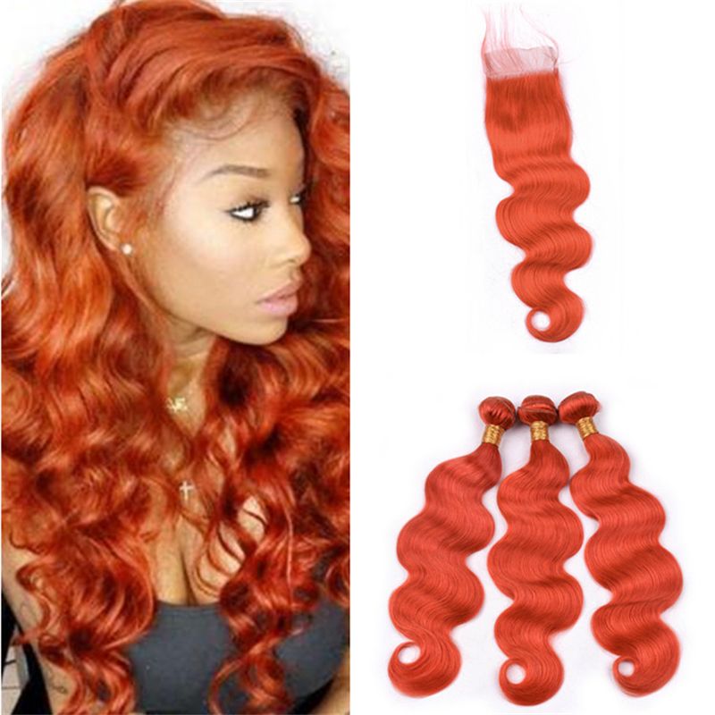 2019 Virgin Peruvian Orange Human Hair Weave 3 Bundles With Free