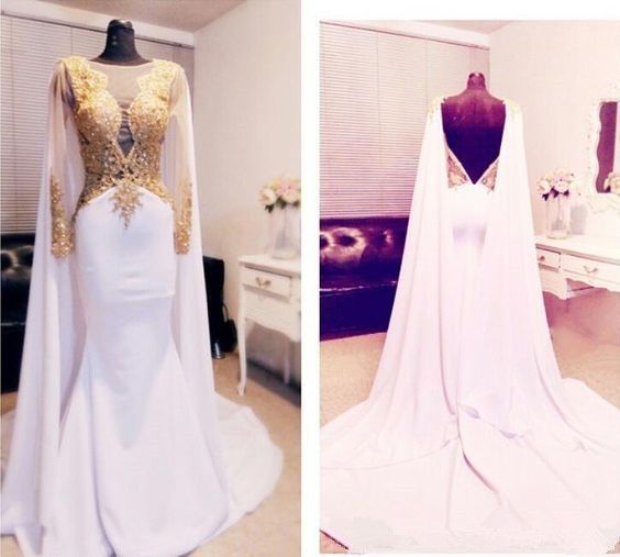 white and gold long dress
