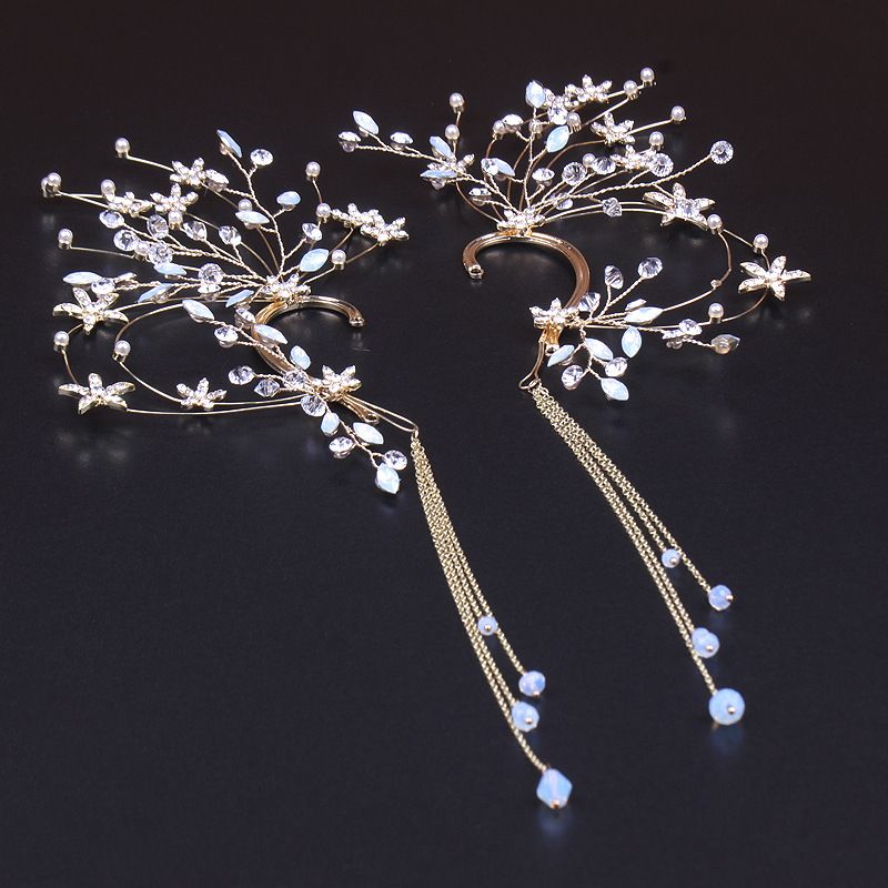 2020 One Pair Fashion Fairy Ear Hook Earrings Rhinestone Flower Plant Design Korean Trendy Earring Clip Jewelry Ear Cuff For Wedding C18111901 From Tong06, $19.76 | DHgate.Com