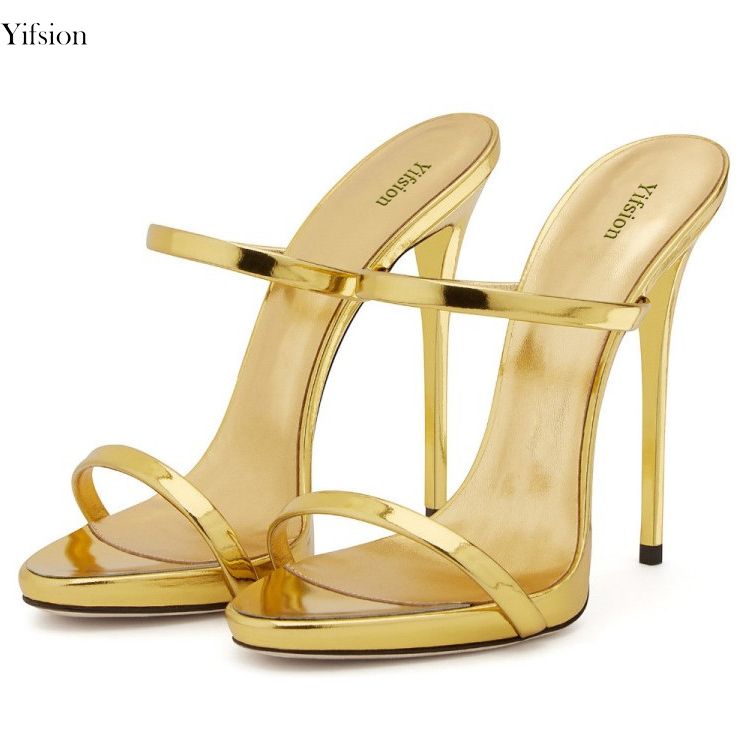 gold mule sandals