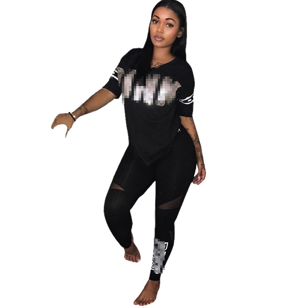 2018 Mujeres de talla para Chándal Love Pink T Shirt Pants 2 unidades