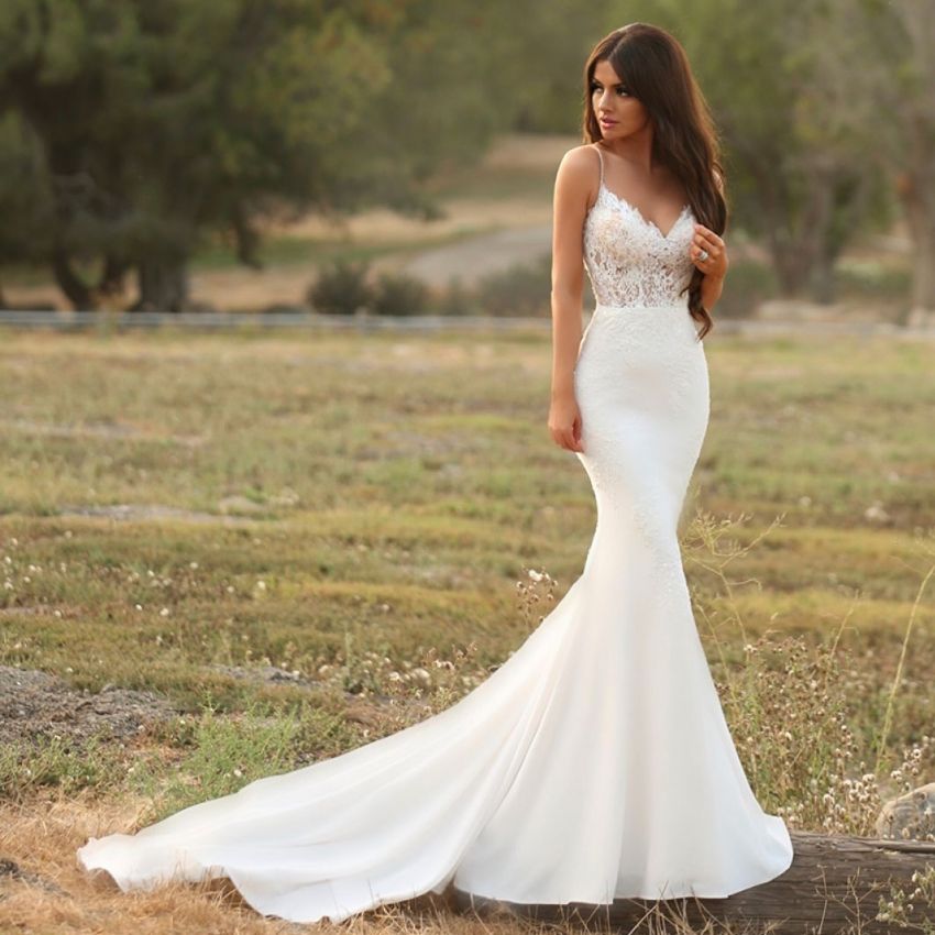 Abito da sposa raso best sale sirena
