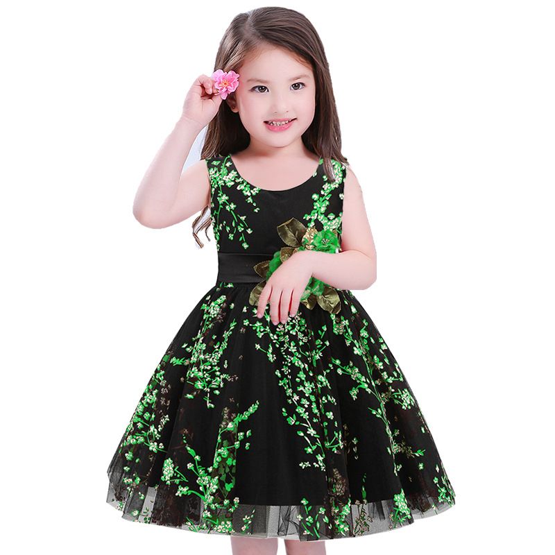 Primavera Verano Estampado Flores Para Niñas Niños Sin Mangas Niñas Vestido De Noche Formal Vestidos De Fiesta Vestido De Bola Niños Ropa Niñas De € | DHgate