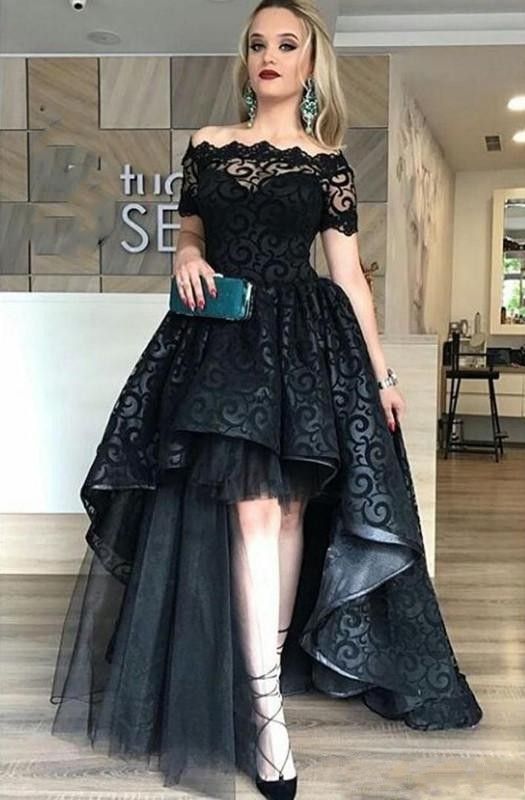 black high low evening gown