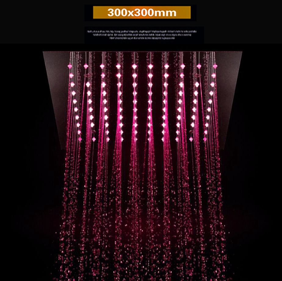 Großhandel Bad Wasserhahn Zubehör 12 Platz Regendusche 300x300mm Led Deckeneinbau Fernbedienung 304 Edelstahl Spiegel Led Dusche Dusche Von