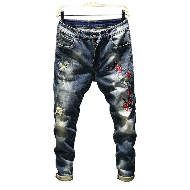 Compre 2018 New Hip Hop Jeans Hombres Casual Hole Biker Jeans Estampados  Para Hombre Homme De Longitud Completa Lápiz Pantalones Tamaño 36 38 A  33,37 € Del Bida Josh | Es.Dhgate.Com
