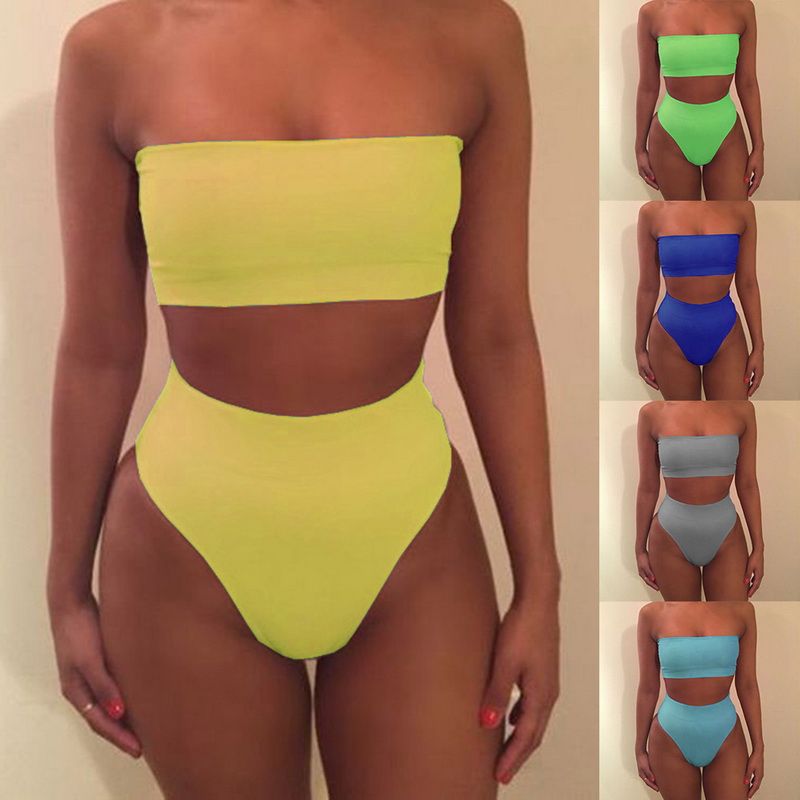 bandeau and high waisted bikini