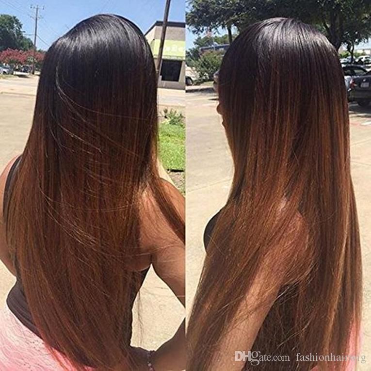 Grosshandel Two Tones 1b 30 Ombre Blonde Brown Lange Gerade Synthetische Perucken Hitzebestandige Glueless Synthetic Lace Front Perucken Fur Schwarze