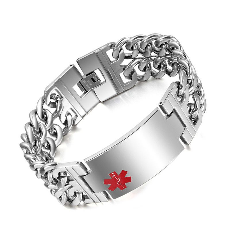 Medical Alert Bracelets >> Classic Jewelry Men Medical Alert Bracelet Bangle Stainless Steel Double Link Chain Wristband For Man Gift Wholesale Charms Bracelet From Mina8868 Medical Alert Bracelets >> Classic Jewelry Men Medical Alert Bracelet Bangle Stainless Steel Double Link Chain Wristband For Man Gift Wholesale Charms Bracelet From Mina8868