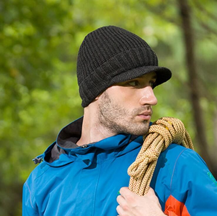 Men Sports Winter Hat Caps Knit Visor 