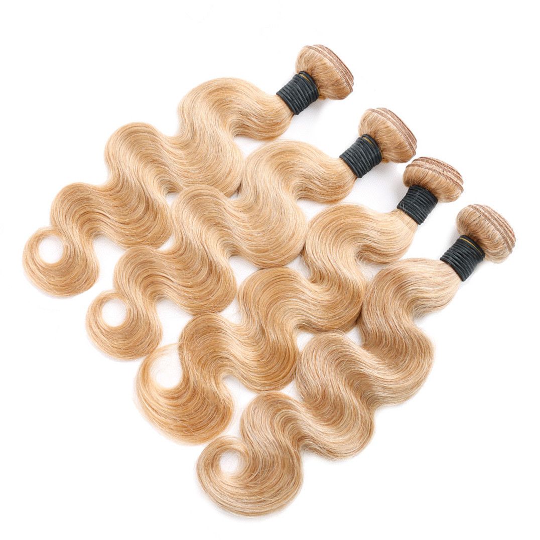 Honey Blonde Virgin Human Hair Weave Bundles Body Wave Wavy Cheap