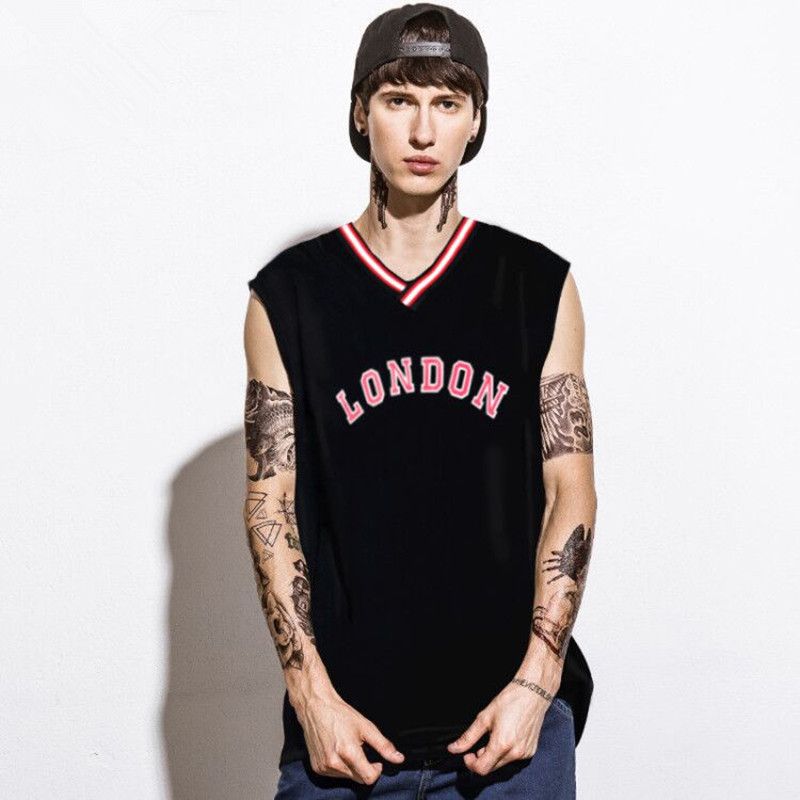 Retro London Print Tank Top Men Hip Hop 