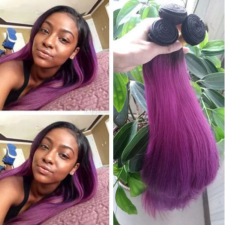 Brazilian Straight 1b Purple Ombre Hair Bundle Deals Cheap Weave