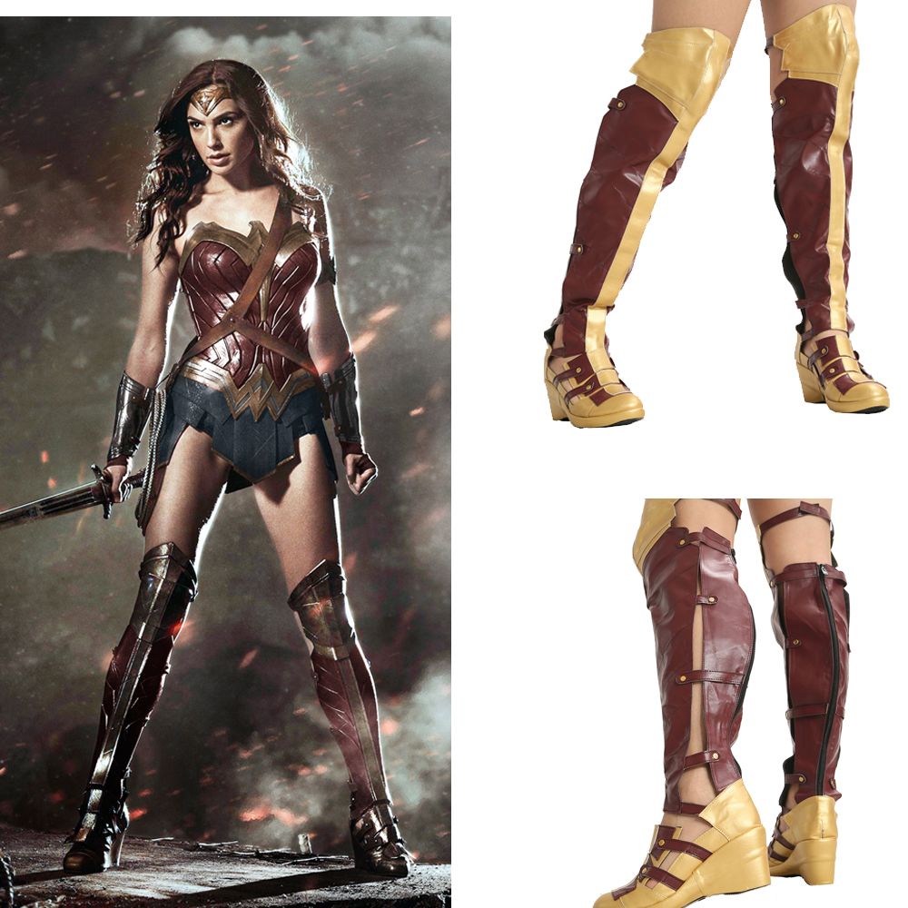 Calor Leo un libro cascada Mujer maravilla Moda Botas Largas Película Cosplay Accesorios Mujeres  Zapatos 2018 Fiesta de Halloween Fiesta Mujer