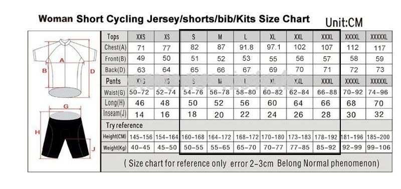 Cycling Jersey Size Chart