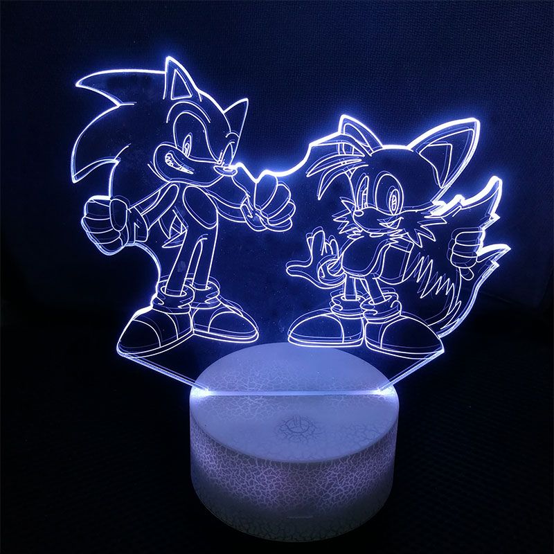 compre lampara de mesa de sonic figura de accion 3d led que cambia animado el erizo sonico miles modelo de juguete de la novedad de iluminacion luz de