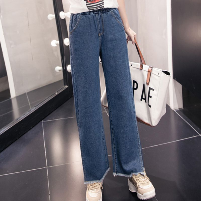 wide leg jeans with frayed hem