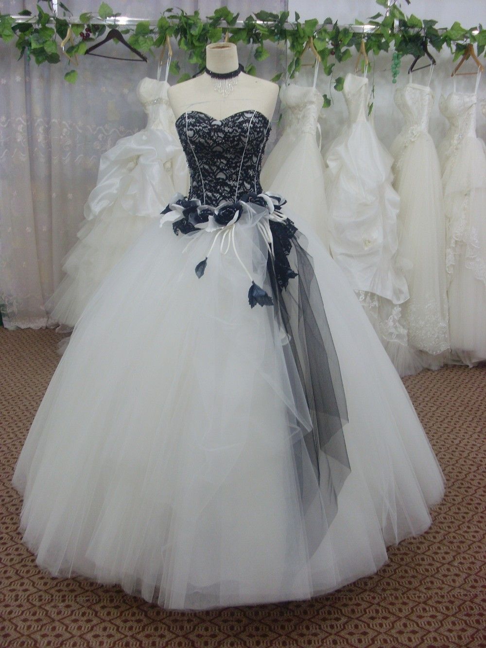 black and white ball gown wedding dresses