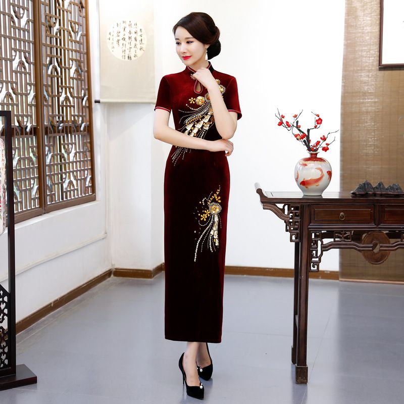 maroon cheongsam