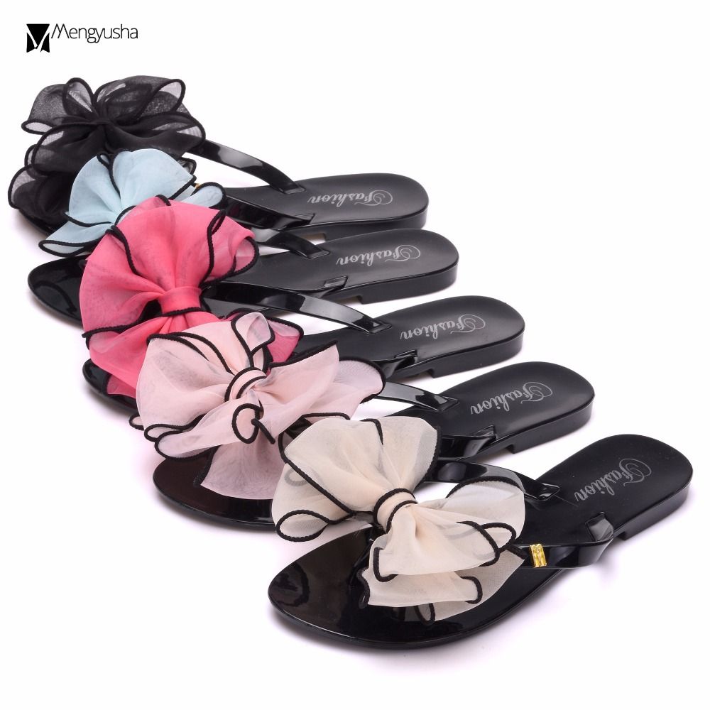 plastic flip flops with bow