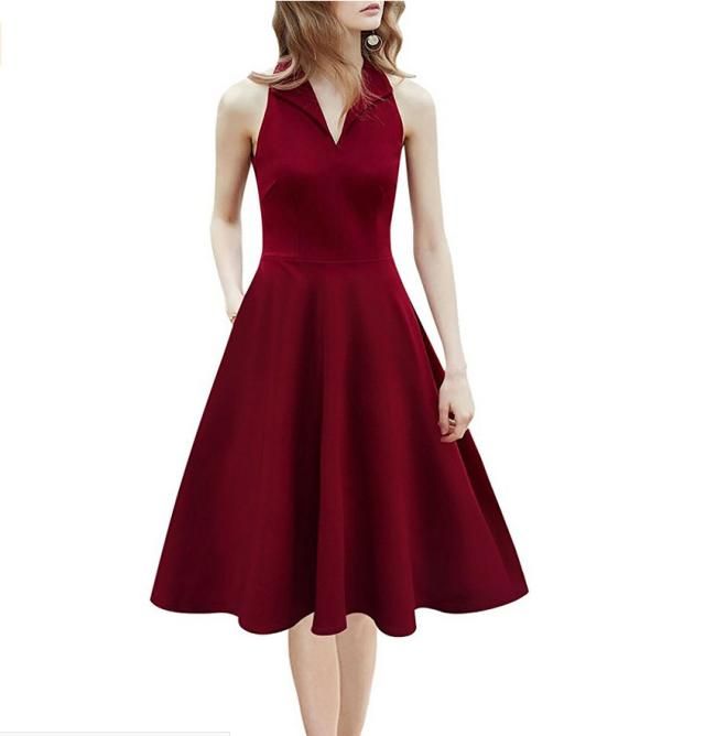 Women Clothing Solid Color Red Work Dresses Sleeveless Pocket Elegant V Neck Knee Length Bodycon Dress For Office Lady From Xirizhi1 33 77 Dhgate Com