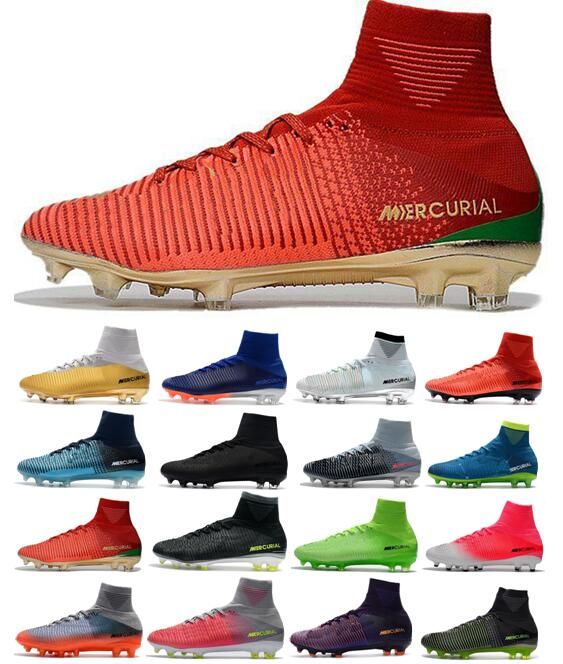 2018 Mercurial Unisex Superfly V FG Botines de fútbol Ronaldo Hombres Zapatos de