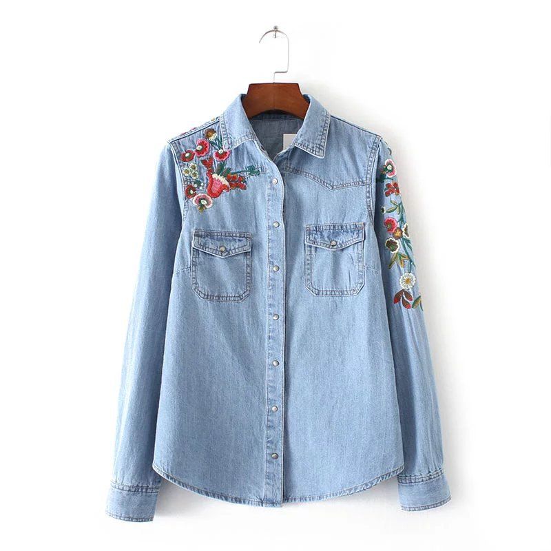 embroidered denim shirt womens