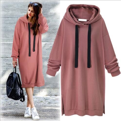 oversized long moletom com capuz dress