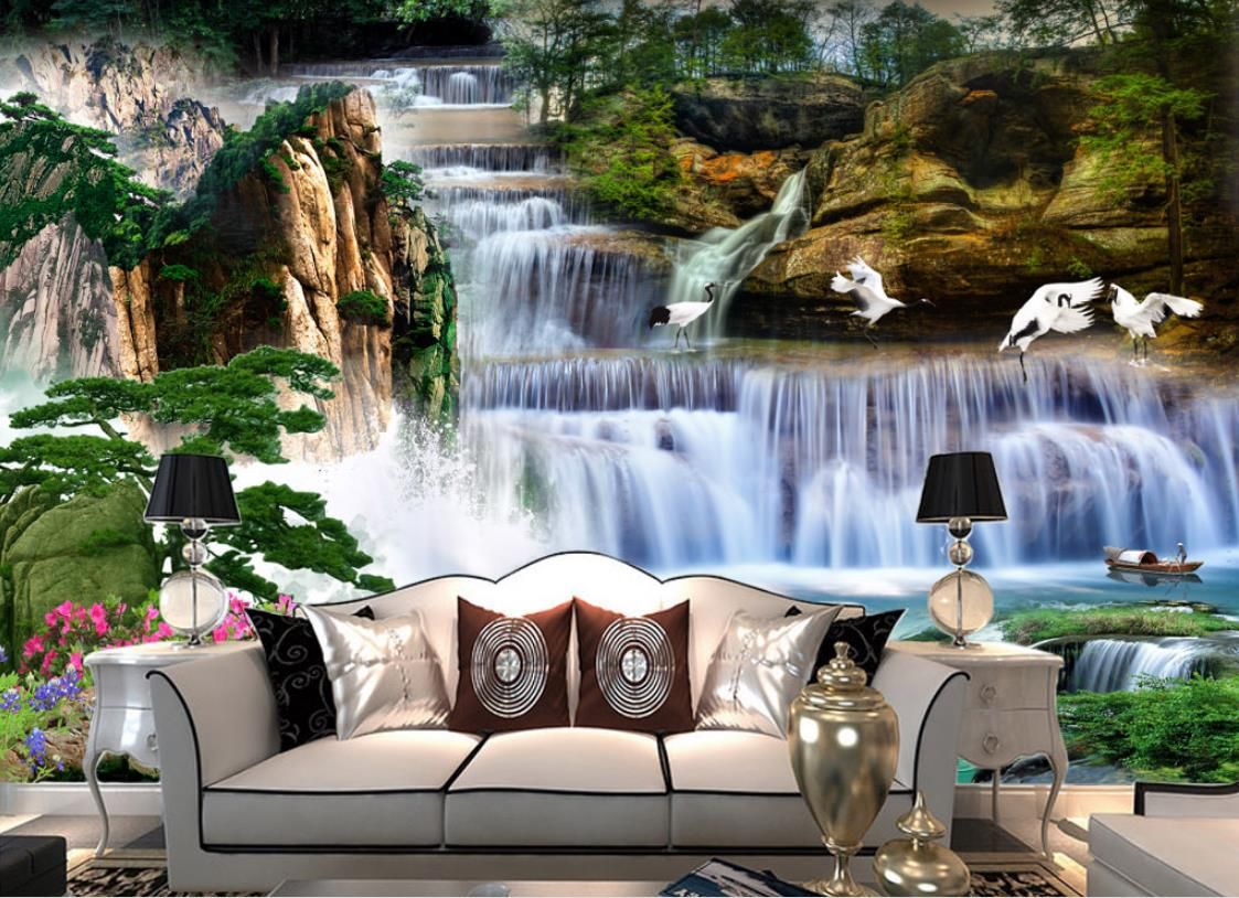 Custom 3d Mural Wallpaper Living Room Waterfall 3 D Wallpaper For Walls