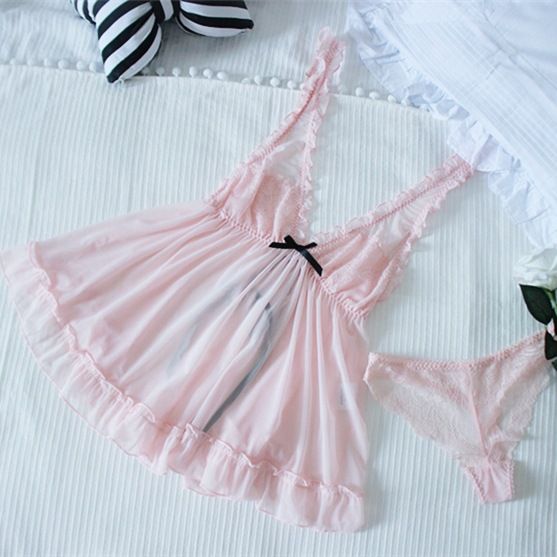 Compra Vestido De Gasa De Encaje Blanco Negro Rosa Sexy Mujer Verano  Tentación Extrema Ropa Interior Transparente Vestido Con Tanga Barato |  Entrega Rápida Y Calidad | Es.Dhgate