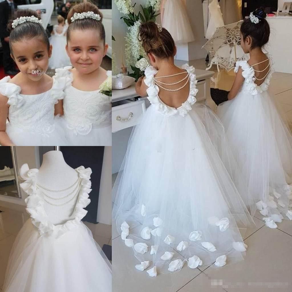 childrens white flower girl dresses