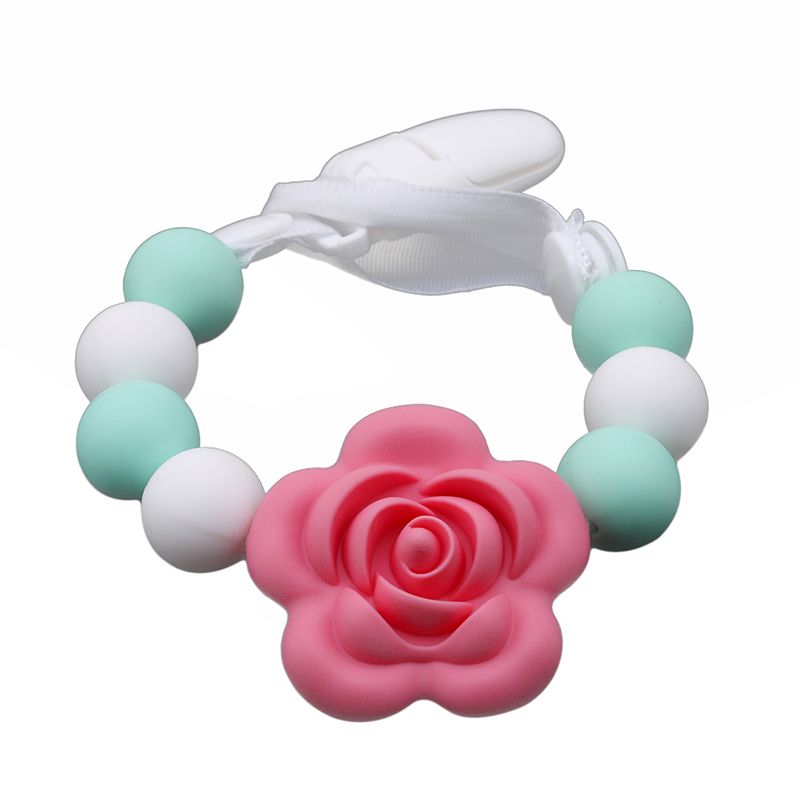 Wholesale Silicone Pacifier Clips Funny Nipple Chain Safe Teething Chains For Baby Rose Flower Bead Infant Attache Sucette Dummy Clip By Kareem11 Under 5 65 Dhgate Com