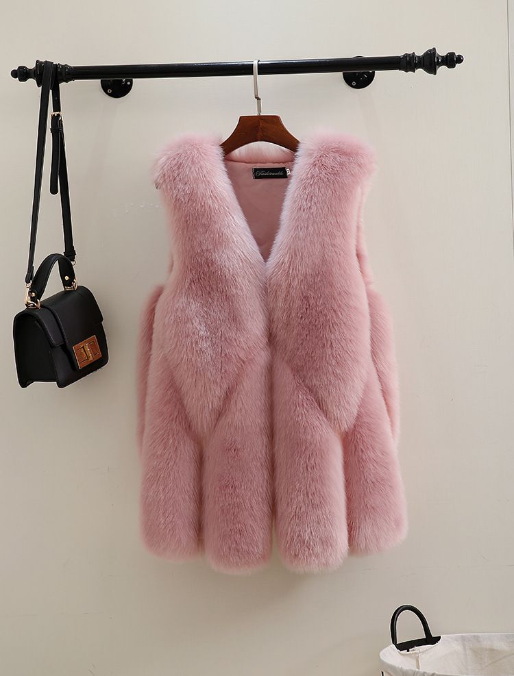 Womens pink fur vest Clearance