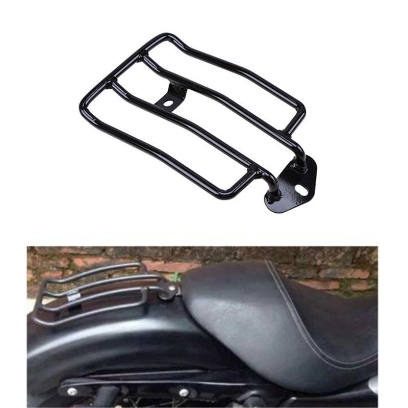 Black Luggage Rack Solo Seat W/ Two Blots For HD Sportster XL883 1200