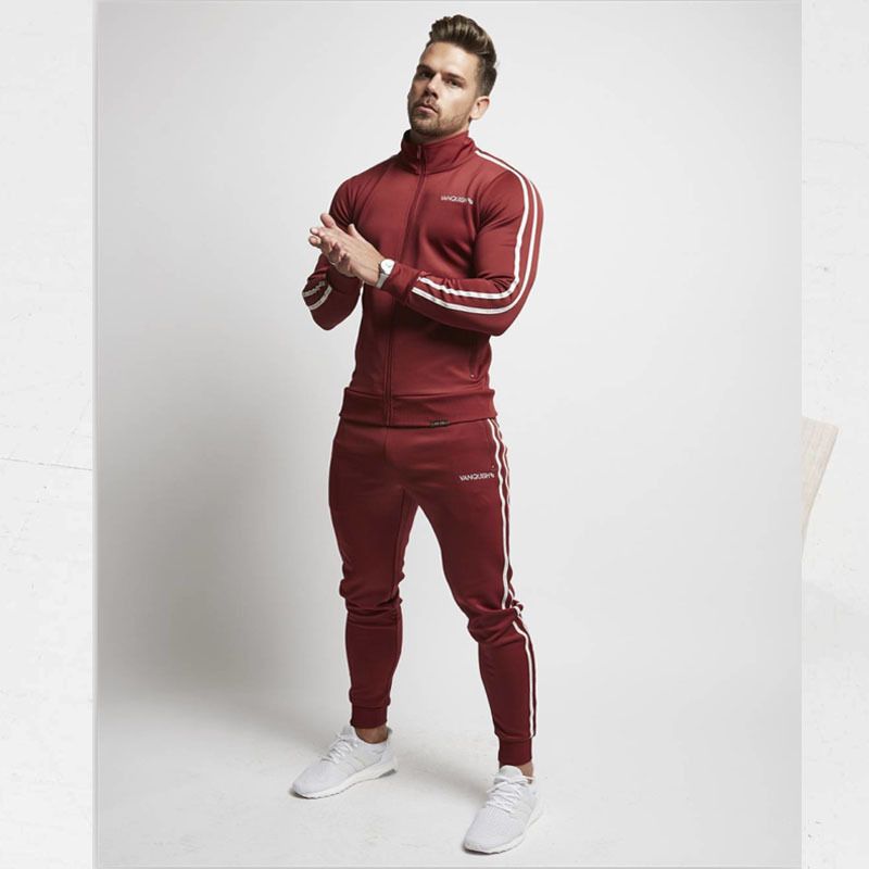 Mens Casual Stand collar Suits Sports set Tracksuit Gym outfit Jackets Pants New