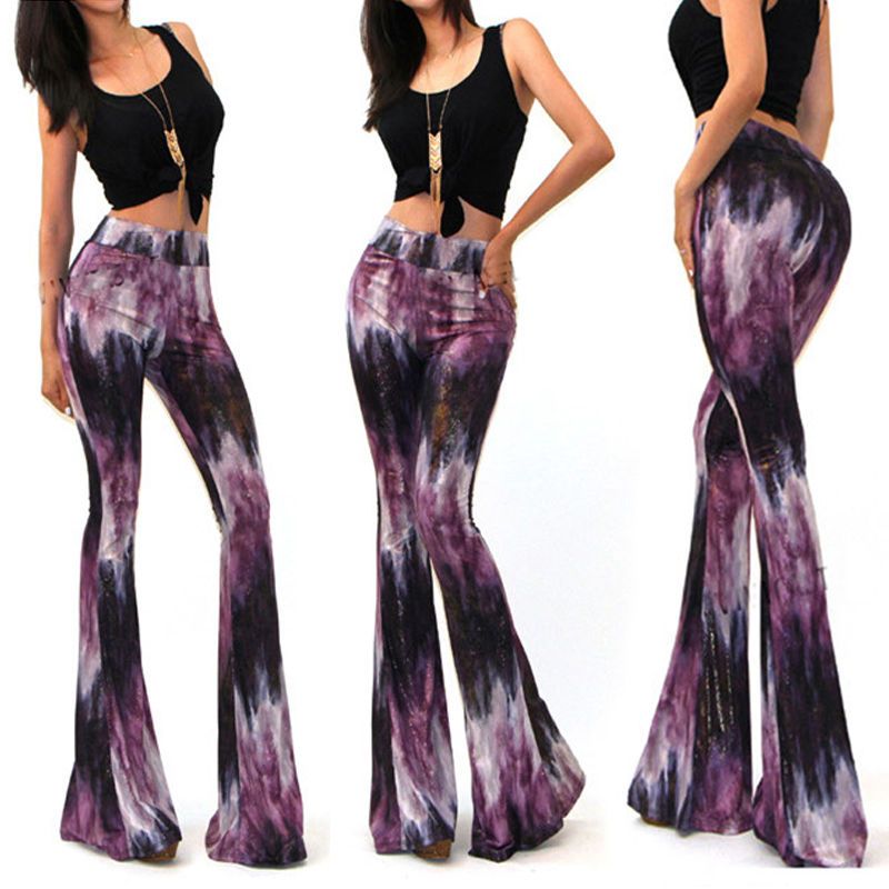 Compra Moda Mujer Sexy Campana De Fondo Largo Tie Dye Flare Estiramiento  Boho Hippie Pantalones Mujeres Pantalones De Verano Barato | Entrega Rápida  Y Calidad | Es.Dhgate