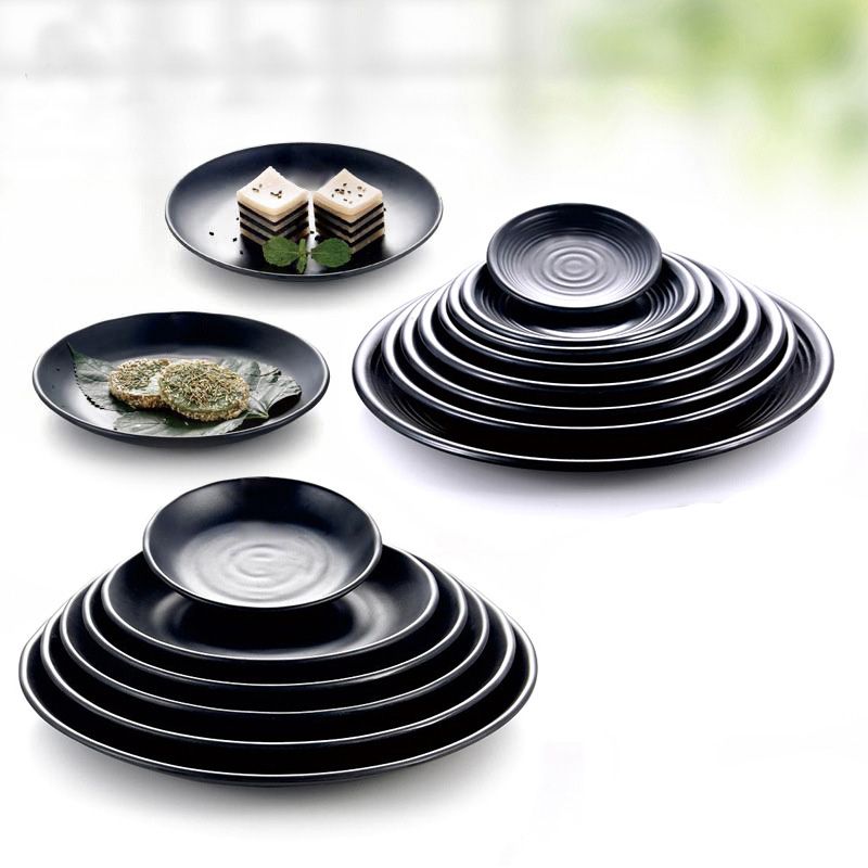 2021 Melamine Dinnerware Dinner Plate Black Frost Imitation Porcelain Fashion Restaurant A5