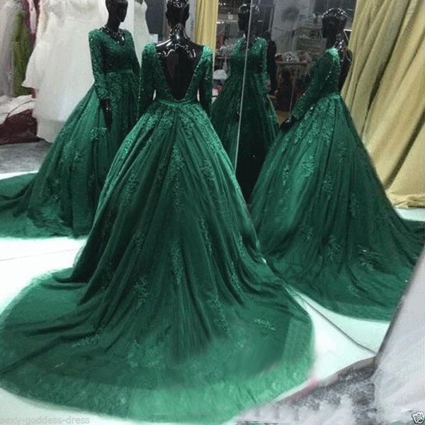 2019 Vintage Dark Green Wedding Dresses 