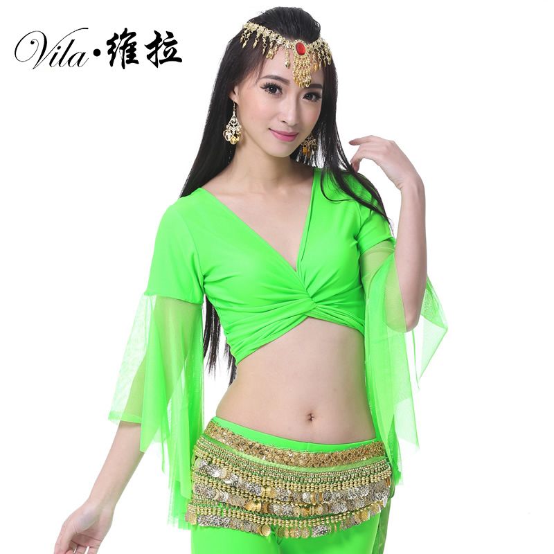 12 Colores Sexy Belly para Mujeres Belly Dancing Costume Yoga tops gasa grande Top