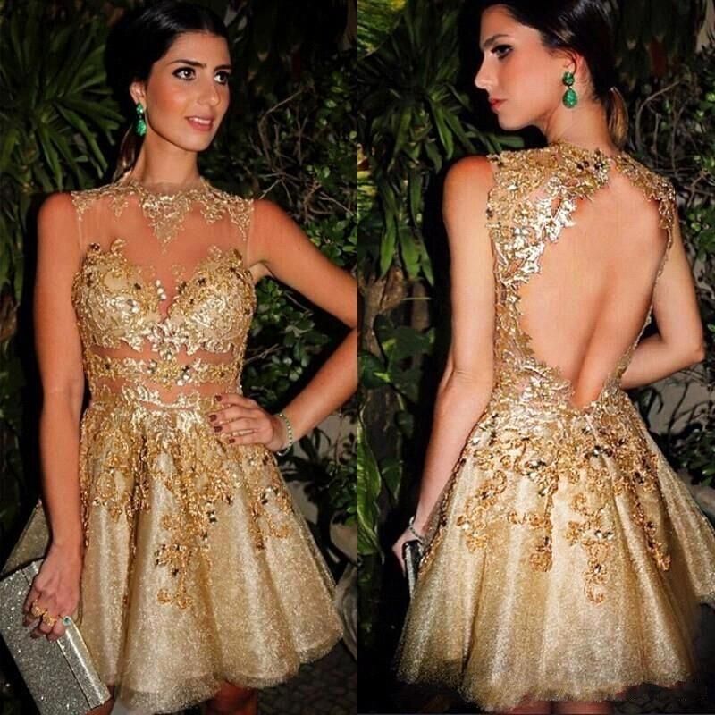 short gold cocktail dress
