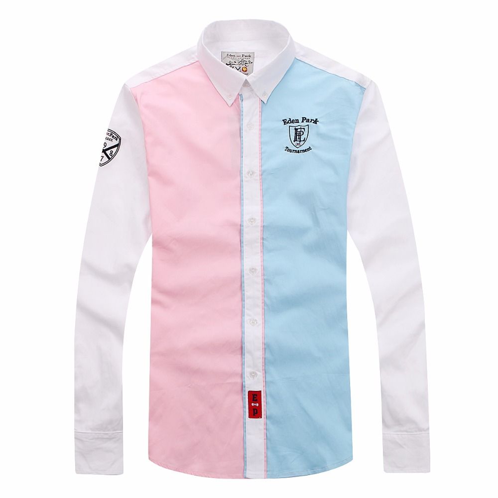 Melhor E Mais Barato Camisas Casuais Rosa Céu Azul Design Patchwork Manga  Comprida Camisa De Smoking De Casamento Homens De Algodão Casuais Camisas  De Vestido De Roupas Masculinas 2018 Moda Masculina Para