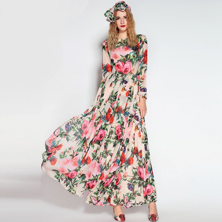 Bird print maxi dress Clearance